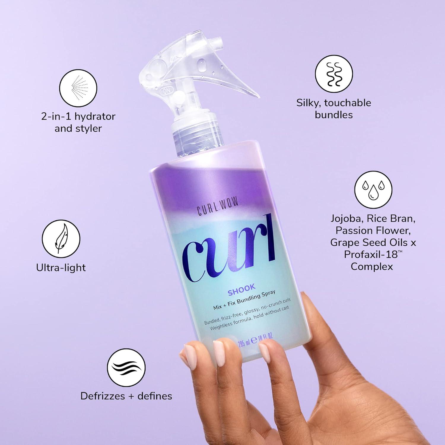 imageCOLOR WOW Curl Wow Shook Mix Fix Bundling Spray Shaketoactivate spray combines powerful hydrators crunchfree polymers for perfectly defined glossy frizzfree curls