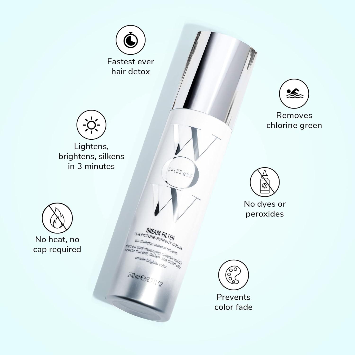 imageCOLOR WOW Dream Filter Pre Shampoo Mineral Remover Hard water detox Get Lighter Brighter Shinier Color in 3 Minutes