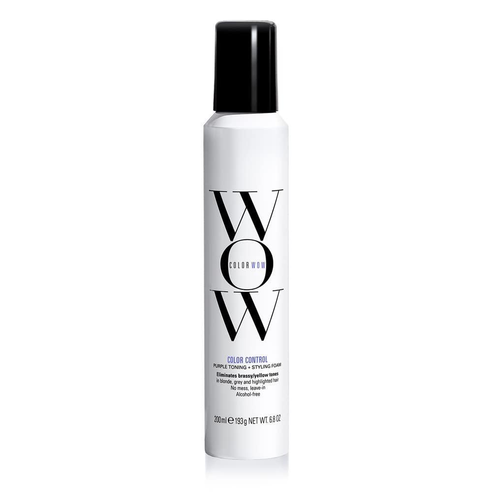imageCOLOR WOW Color Control Purple Toning  Styling Foam  Instantly rids Blonde ampamp Gray hair of brassy yellow tones Alcohol free crunch free styling