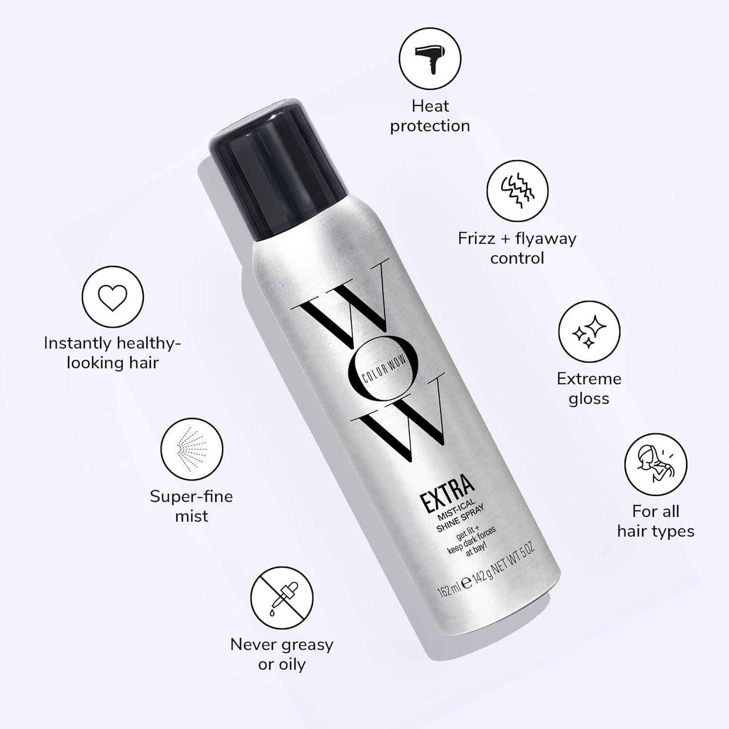 imageCOLOR WOW Extra Mystical Shine Spray  Lightweight ampamp NonGreasy Formula  Heat Protection Frizz Control and Silky Hair  For All Hair Types5 Fl Oz Pack of 1
